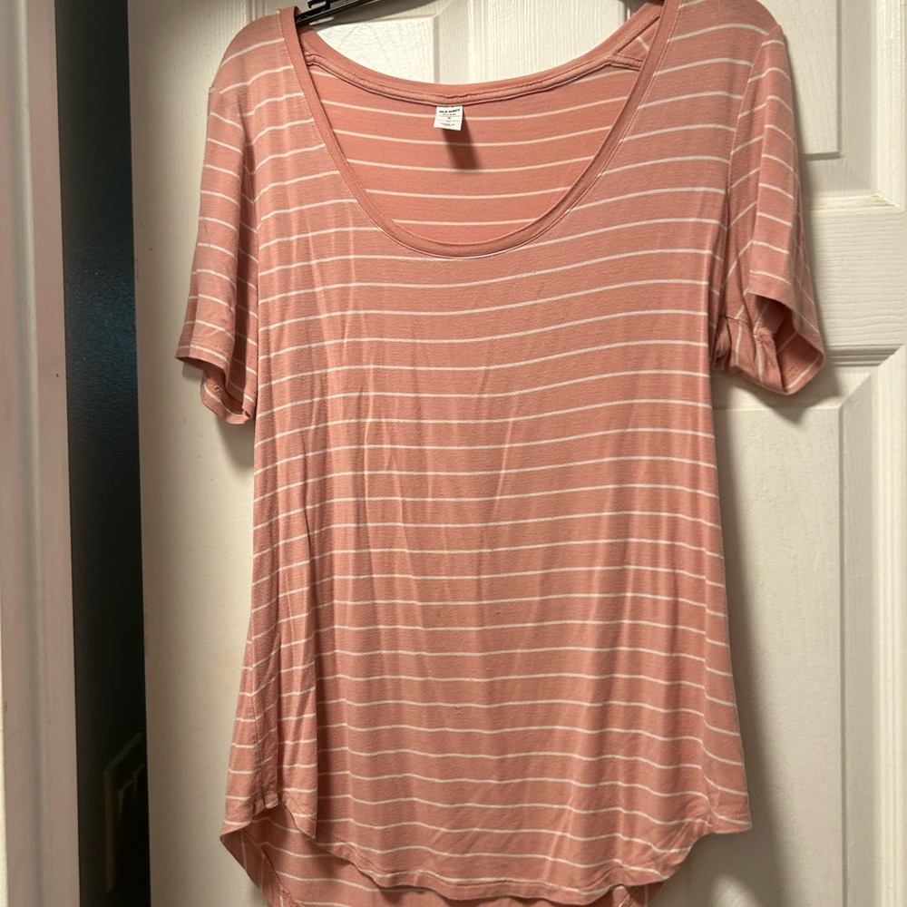 Old Navy Women's Pink Striped Short Sleeve Tee